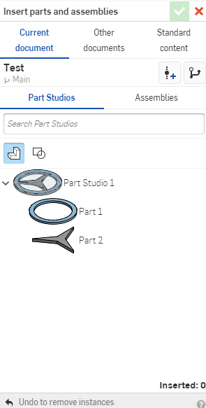 Screenshot of the Insert UI